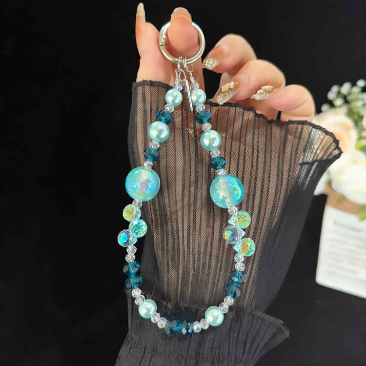 Alloy Tag Gold Foil Bead Crystal Chain, Blue, Purple, Yellow