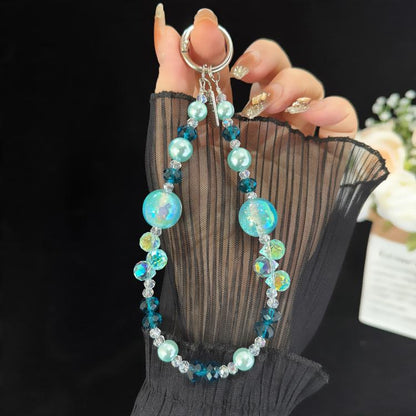 Alloy Tag Gold Foil Bead Crystal Chain, Blue, Purple, Yellow