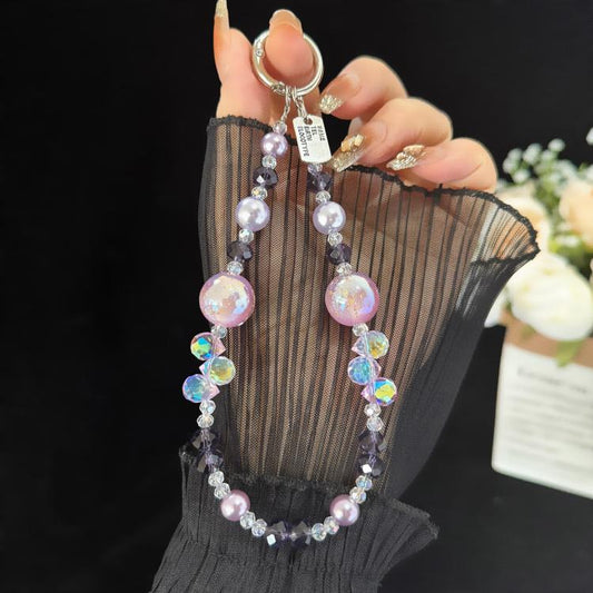 Alloy Tag Gold Foil Bead Crystal Chain, Blue, Purple, Yellow