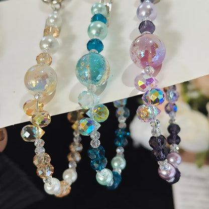 Alloy Tag Gold Foil Bead Crystal Chain, Blue, Purple, Yellow