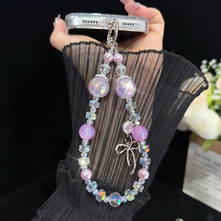 Iridescent Bow Crystal Chain, Purple, Pink, Blue, White