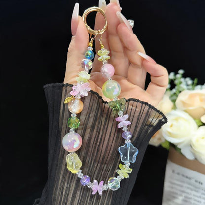 Floral Iridescent Crystal Chain, Pink, Blue