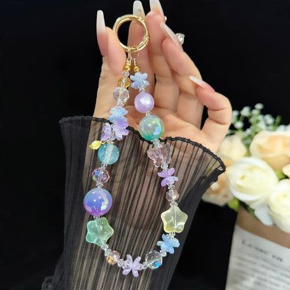 Floral Iridescent Crystal Chain, Pink, Blue