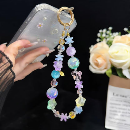 Floral Iridescent Crystal Chain, Pink, Blue