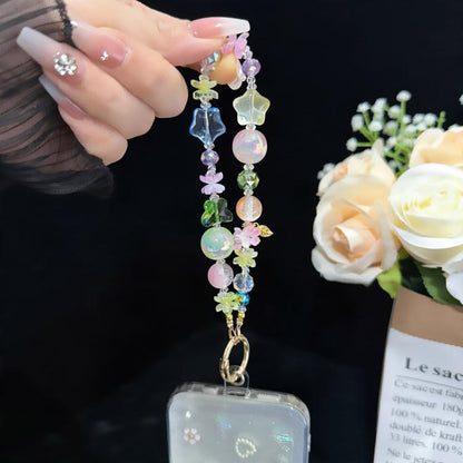 Floral Iridescent Crystal Chain, Pink, Blue