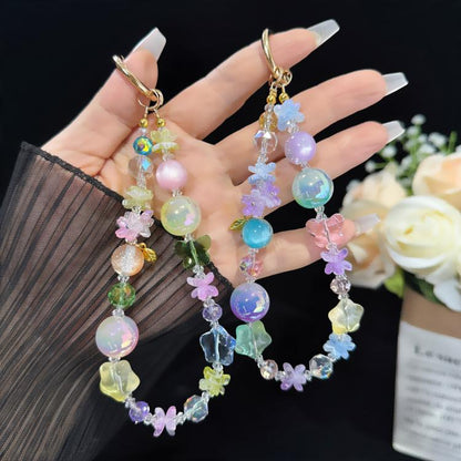 Floral Iridescent Crystal Chain, Pink, Blue