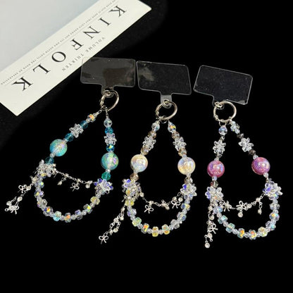Floral Iridescent Bead Tassel Crystal Chain, Purple, White, Blue
