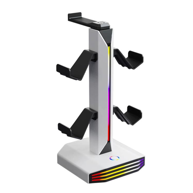 8006 USB Charging Ports 360 Degree Rotatable RGB Gaming Controller Holder Headphone Stand