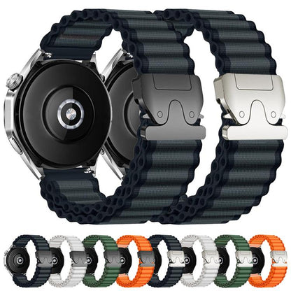 Parachute Buckle Off Road Wide Ribbed Nylon Watch Band, 22mm, 20mm, 18mm