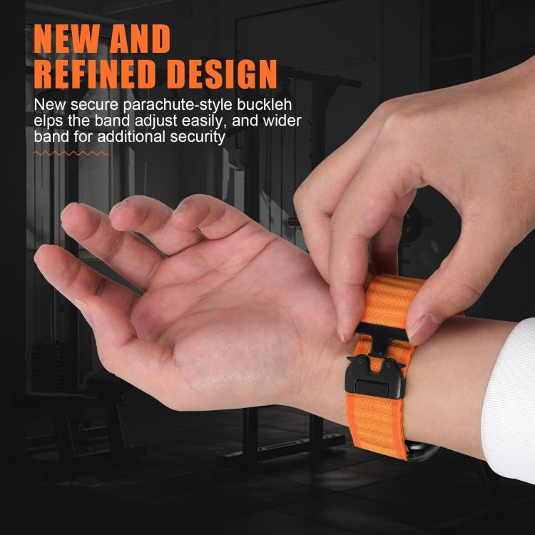 Parachute Buckle Off Road Wide Ribbed Nylon Watch Band, 22mm, 20mm, 18mm