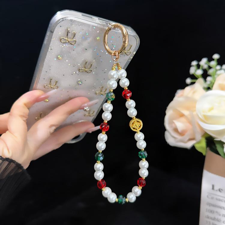 Golden Fortune Emerald Beaded Crystal Chain, White, Black