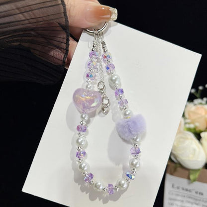 Pom-pom Sweetheart Iridescent Crystal Chain, Purple, Pink, Blue