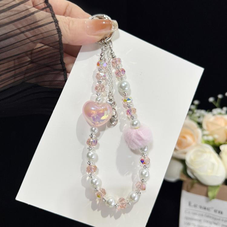 Pom-pom Sweetheart Iridescent Crystal Chain, Purple, Pink, Blue