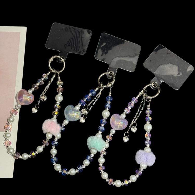 Pom-pom Sweetheart Iridescent Crystal Chain, Purple, Pink, Blue