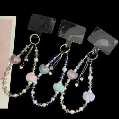Pom-pom Sweetheart Iridescent Crystal Chain, Purple, Pink, Blue