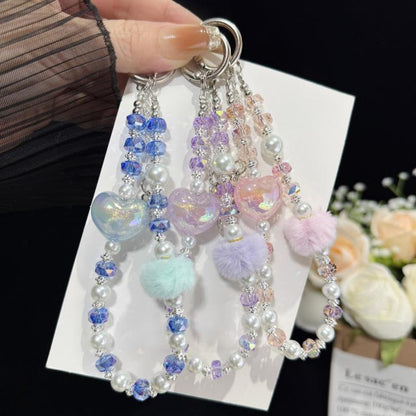 Pom-pom Sweetheart Iridescent Crystal Chain, Purple, Pink, Blue
