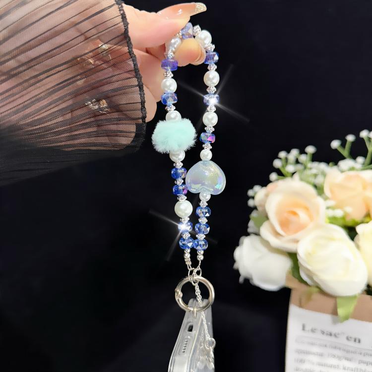 Pom-pom Sweetheart Iridescent Crystal Chain, Purple, Pink, Blue