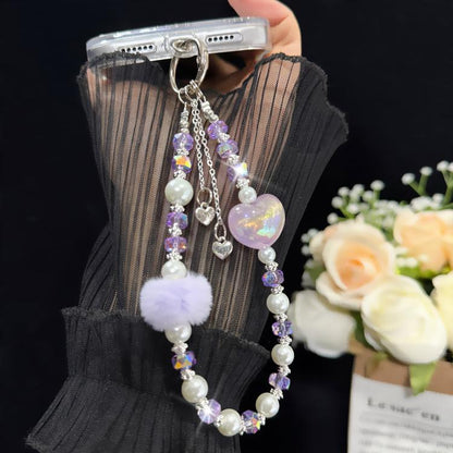 Pom-pom Sweetheart Iridescent Crystal Chain, Purple, Pink, Blue
