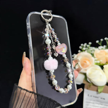 Pom-pom Sweetheart Iridescent Crystal Chain, Purple, Pink, Blue