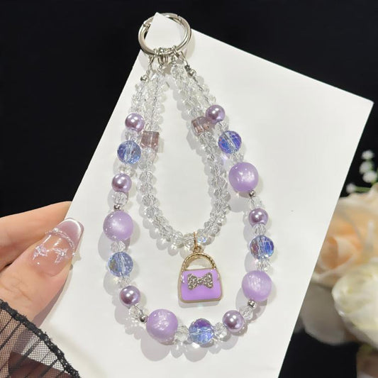 Mini Bag Iridescent Bead Double-layer Crystal Chain, Purple, Pink, Black