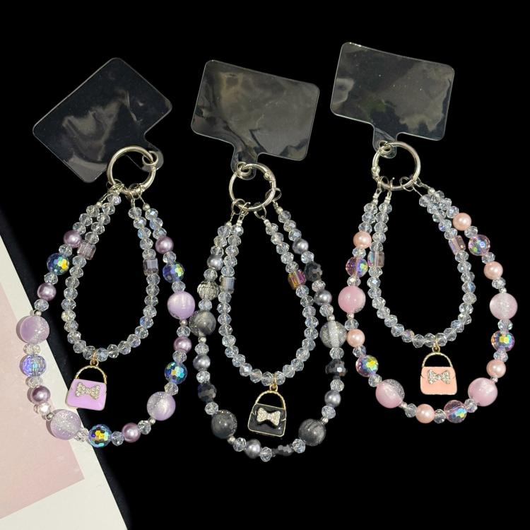 Mini Bag Iridescent Bead Double-layer Crystal Chain, Purple, Pink, Black