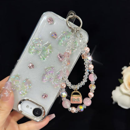 Mini Bag Iridescent Bead Double-layer Crystal Chain, Purple, Pink, Black