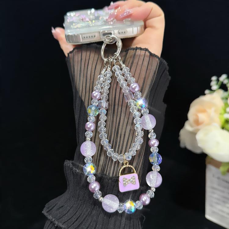 Mini Bag Iridescent Bead Double-layer Crystal Chain, Purple, Pink, Black