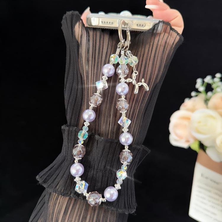 Balloon Dog Crystal Bead Phone Charm, Purple, Pink, Blue