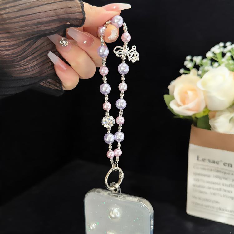 Star & Butterfly Four-Leaf Clover Beaded Crystal Chain, Green, Grey, White, Purple