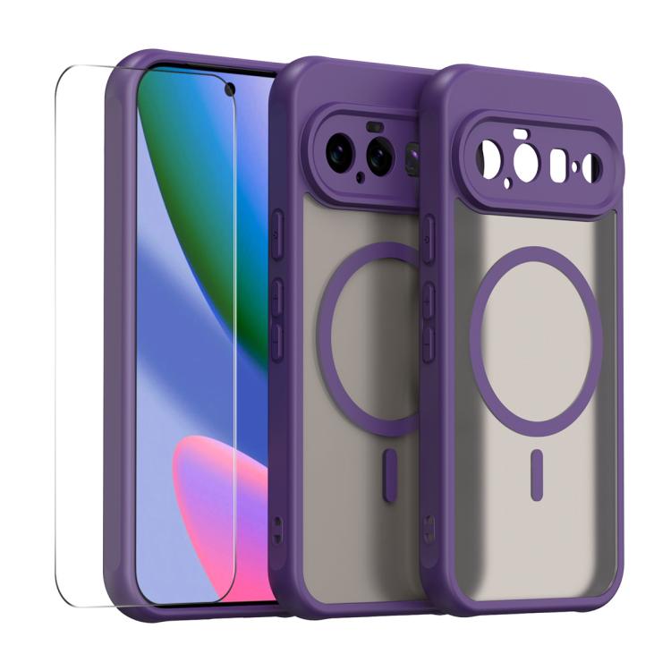 ENKAY Hat-Prince MagSafe Matte Translucent Shockproof Phone Case with 0.18mm High Aluminum-silicon Glass Film, For Google Pixel 11 Pro XL, For Google Pixel 11, For Google Pixel 11 Pro