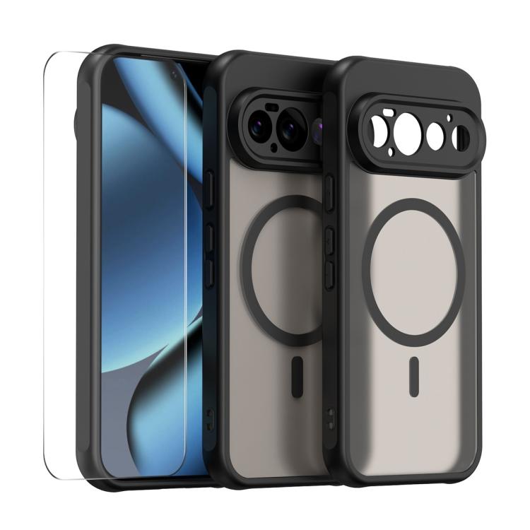 ENKAY Hat-Prince MagSafe Matte Translucent Shockproof Phone Case with 0.18mm High Aluminum-silicon Glass Film, For Google Pixel 11 Pro XL, For Google Pixel 11, For Google Pixel 11 Pro