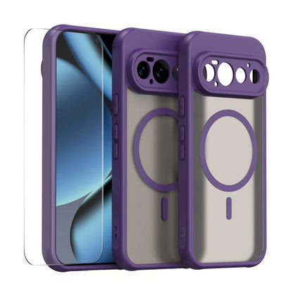 ENKAY Hat-Prince MagSafe Matte Translucent Shockproof Phone Case with 0.18mm High Aluminum-silicon Glass Film, For Google Pixel 11 Pro XL, For Google Pixel 11, For Google Pixel 11 Pro