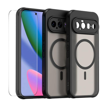ENKAY Hat-Prince MagSafe Matte Translucent Shockproof Phone Case with 0.18mm High Aluminum-silicon Glass Film, For Google Pixel 11 Pro XL, For Google Pixel 11, For Google Pixel 11 Pro