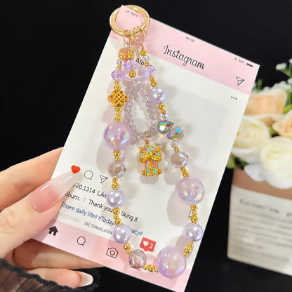Lucky Lion Rich Fortune Iridescent Double-layer Crystal Chain, Orange, Purple, Pink