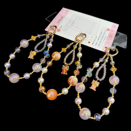 Lucky Lion Rich Fortune Iridescent Double-layer Crystal Chain, Orange, Purple, Pink