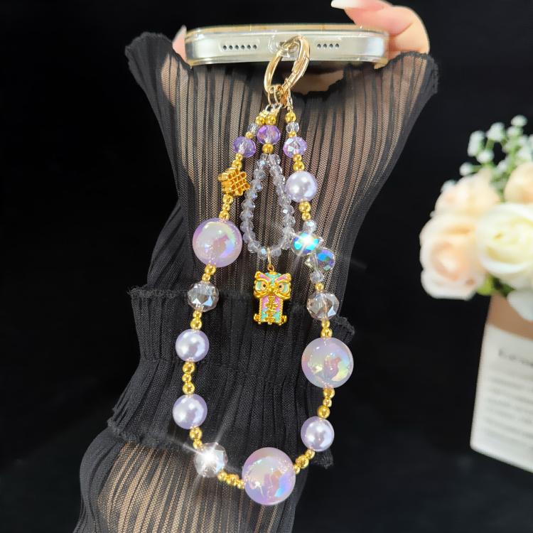 Lucky Lion Rich Fortune Iridescent Double-layer Crystal Chain, Orange, Purple, Pink