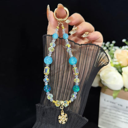 Snow Crystal Star Beaded Crystal Chain, Blue, White, Pink