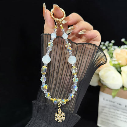 Snow Crystal Star Beaded Crystal Chain, Blue, White, Pink