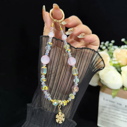 Snow Crystal Star Beaded Crystal Chain, Blue, White, Pink