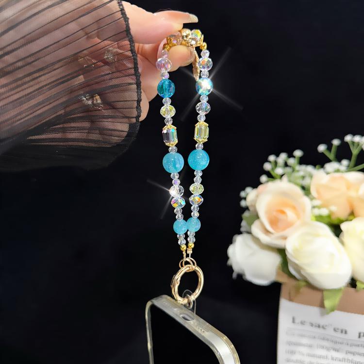 Snow Crystal Star Beaded Crystal Chain, Blue, White, Pink