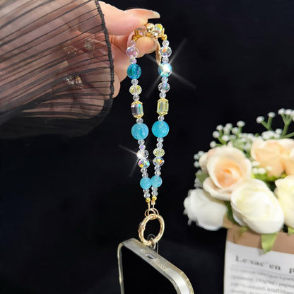 Snow Crystal Star Beaded Crystal Chain, Blue, White, Pink