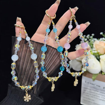 Snow Crystal Star Beaded Crystal Chain, Blue, White, Pink