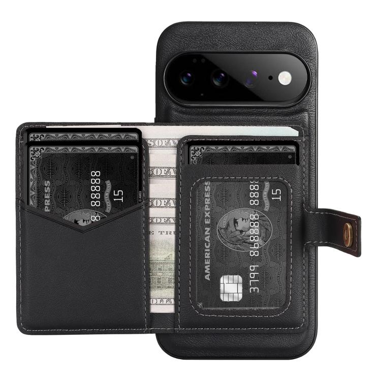 Kalebol Magnetic Button Card Bag MagSafe Ring Leather Phone Case, For Google Pixel 11 Pro XL, For Google Pixel 11, For Google Pixel 11 Pro
