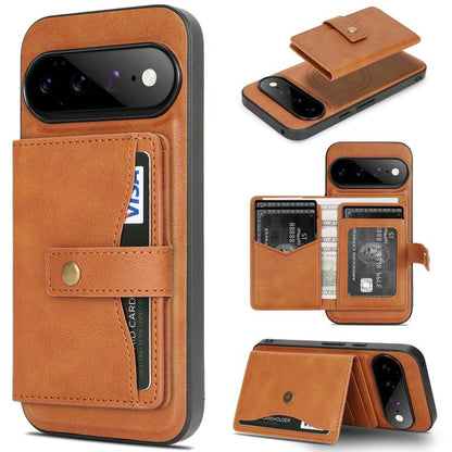 Kalebol Magnetic Button Card Bag MagSafe Ring Leather Phone Case, For Google Pixel 11 Pro XL, For Google Pixel 11, For Google Pixel 11 Pro