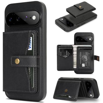 Kalebol Magnetic Button Card Bag MagSafe Ring Leather Phone Case, For Google Pixel 11 Pro XL, For Google Pixel 11, For Google Pixel 11 Pro