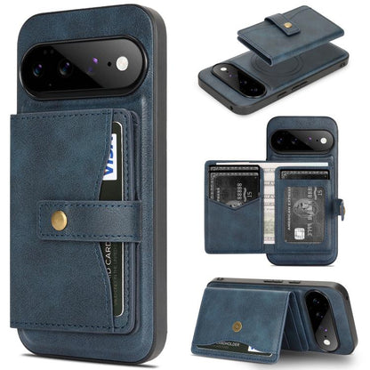 Kalebol Magnetic Button Card Bag MagSafe Ring Leather Phone Case, For Google Pixel 11 Pro XL, For Google Pixel 11, For Google Pixel 11 Pro