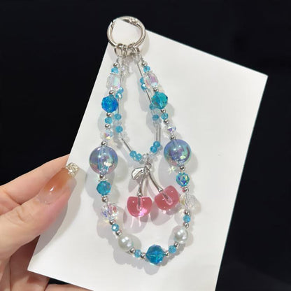Silver Star & Bow Beaded Chain, Red, Blue