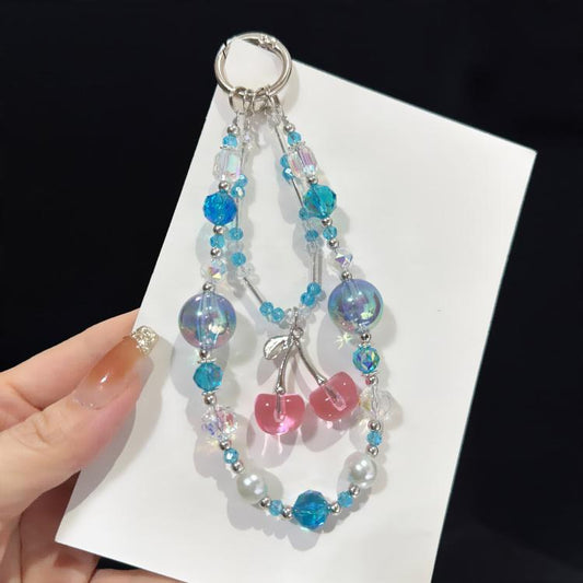 Silver Star & Bow Beaded Chain, Red, Blue