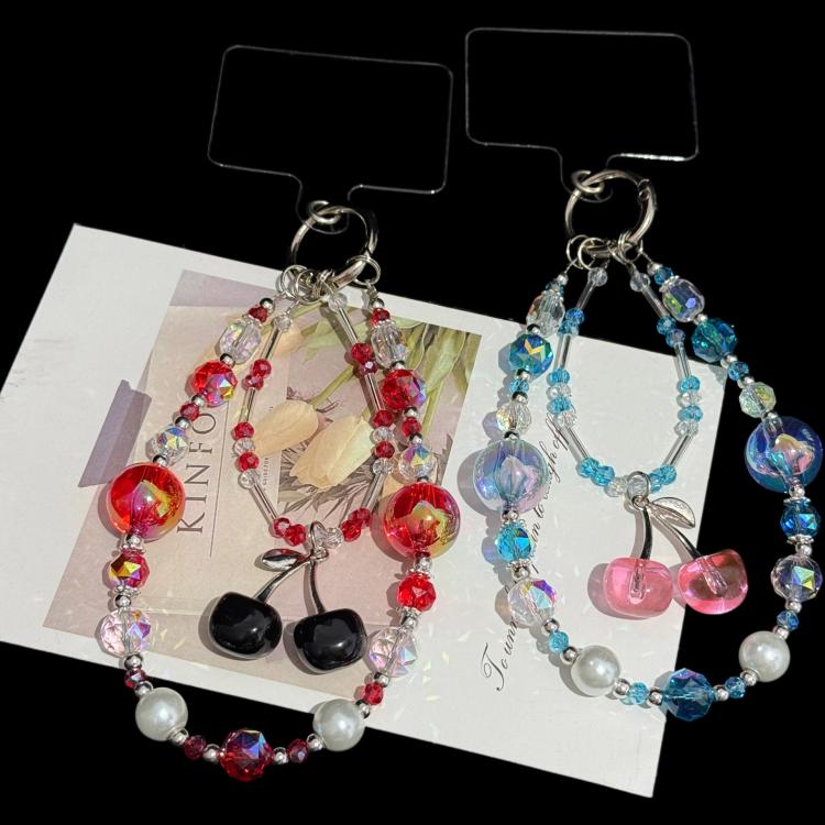 Silver Star & Bow Beaded Chain, Red, Blue