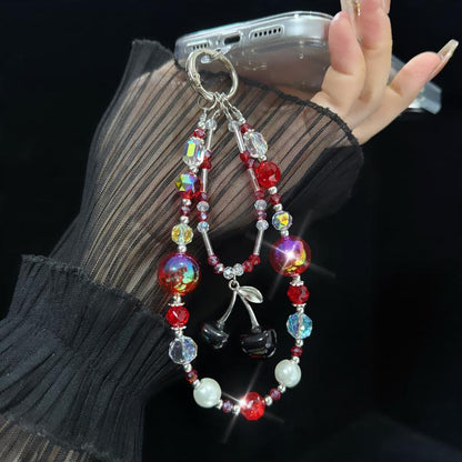 Silver Star & Bow Beaded Chain, Red, Blue